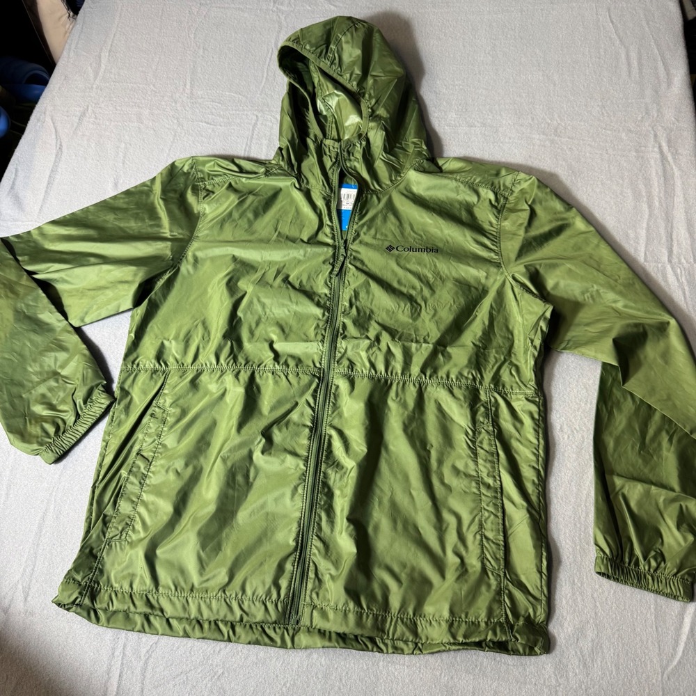 Columbia Center Ridge II Windbreaker XM8606-353 Mens Medium Olive Green Hooded